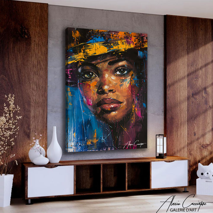 tableau femme africaine abstrait