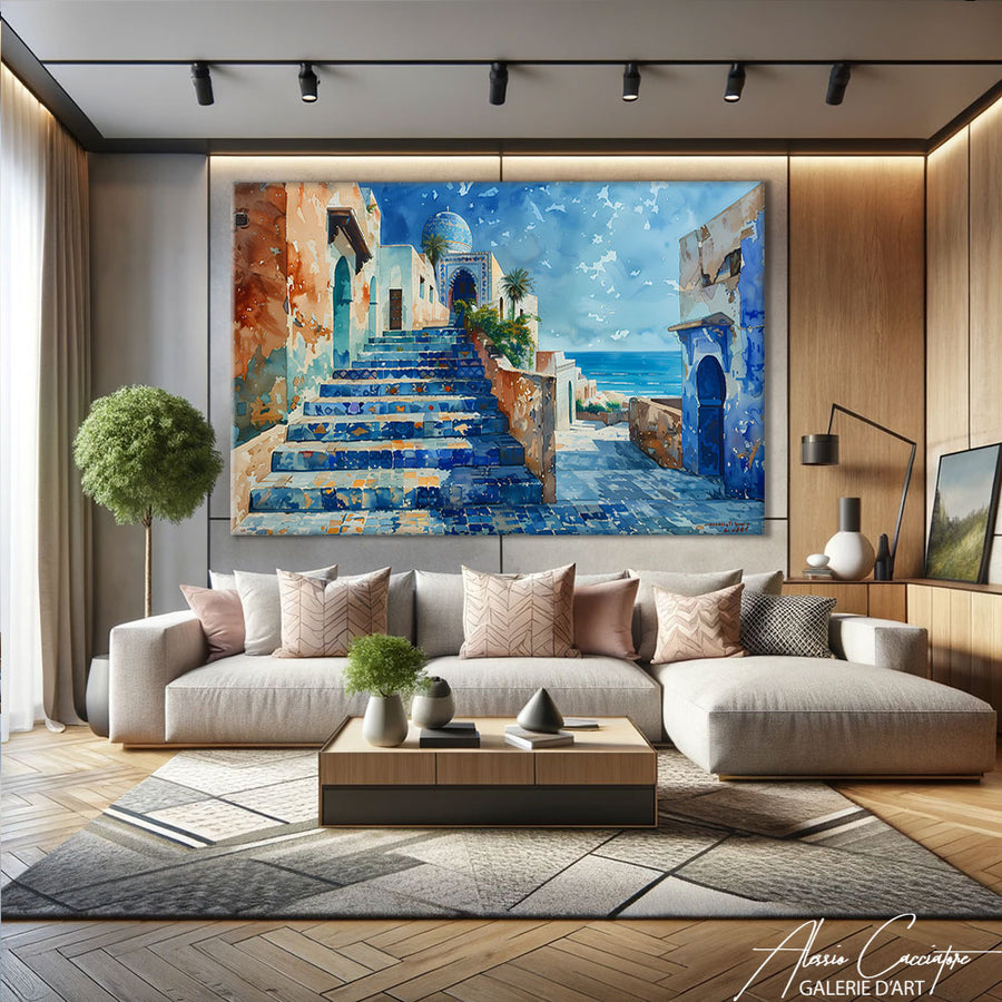 Tableau oriental bleu – mise en situation
