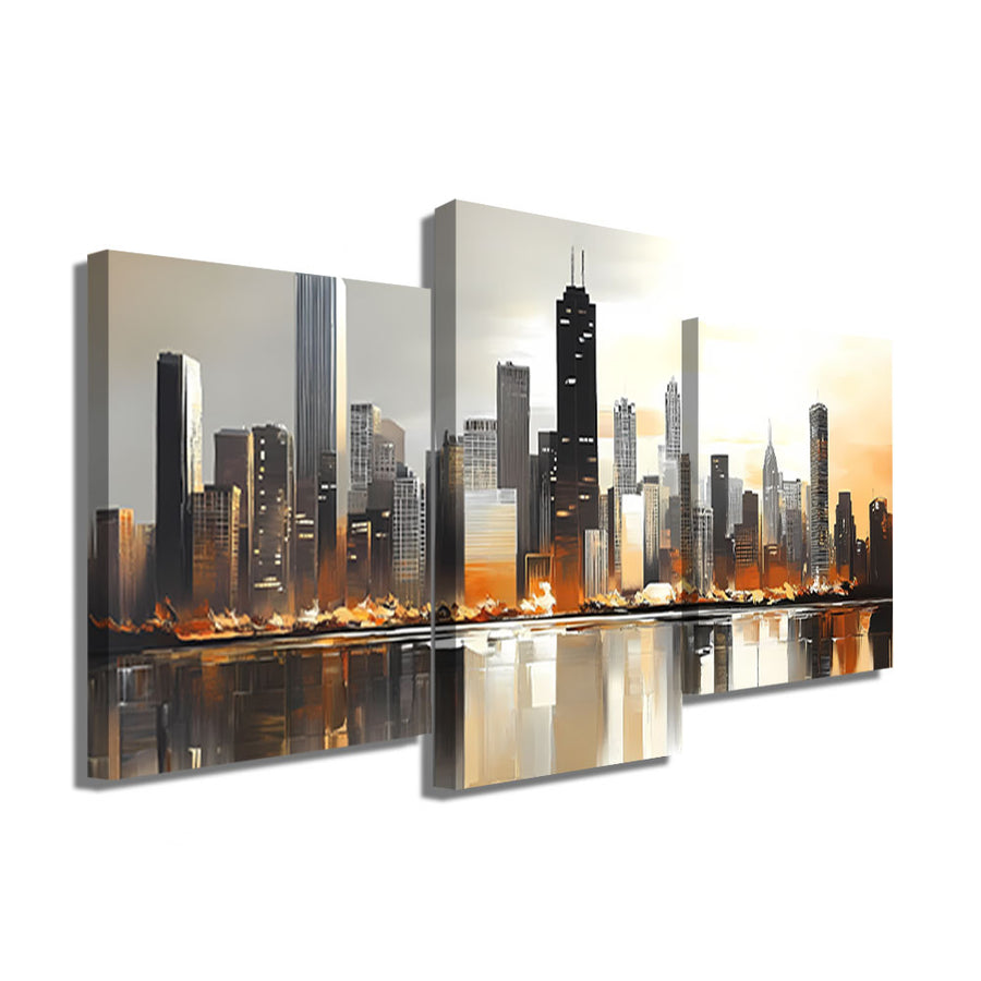 TABLEAU TRIPTYQUE MODERNE GRIS