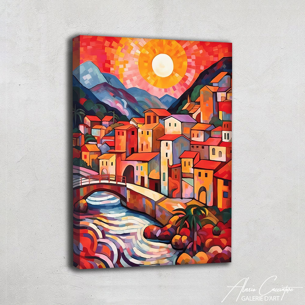 Peinture Village Abstrait