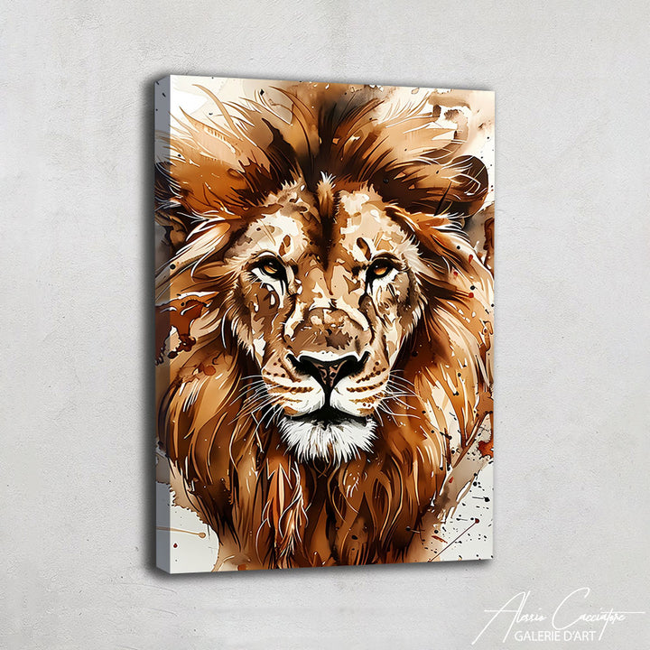 TABLEAU LION AQUARELLE