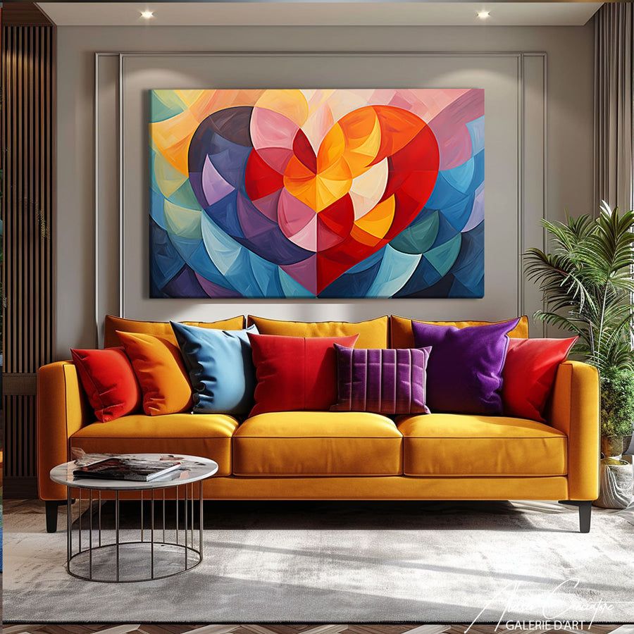Tableau Art Deco Coeur – mise en situation