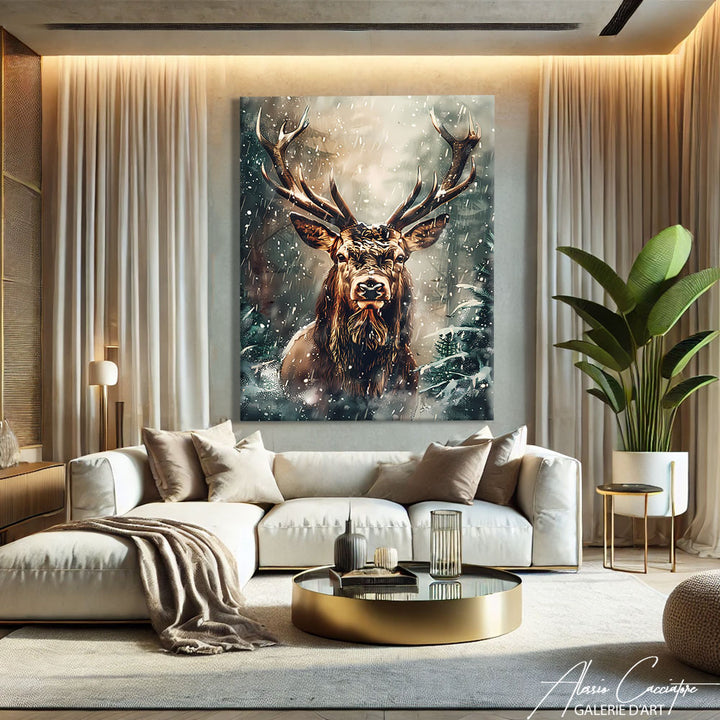 tableau toile cerf