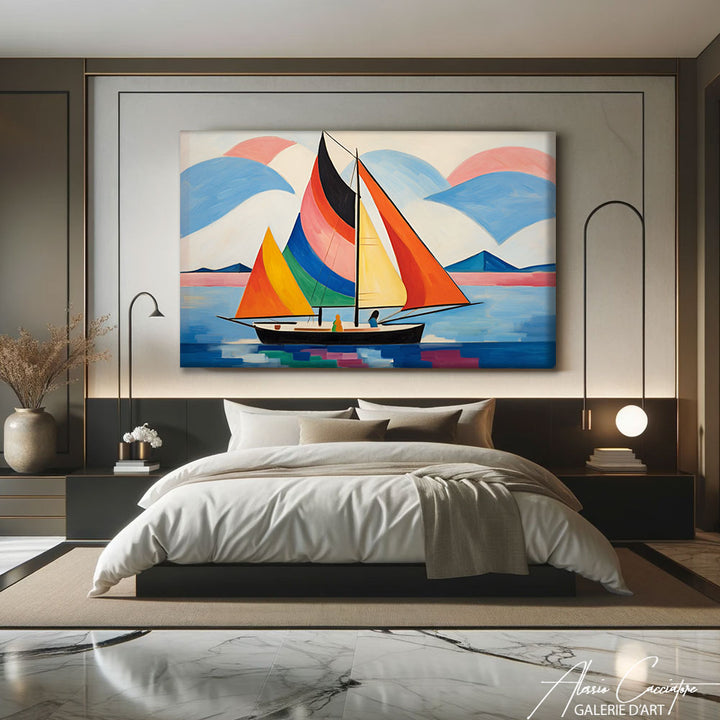 tableau peinture bateau moderne