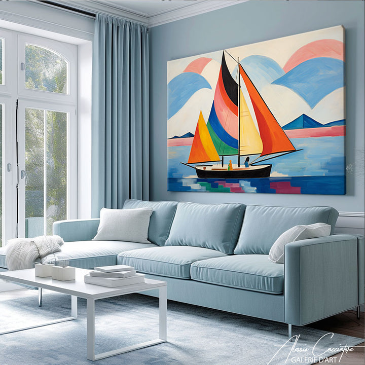 tableau peinture bateau moderne