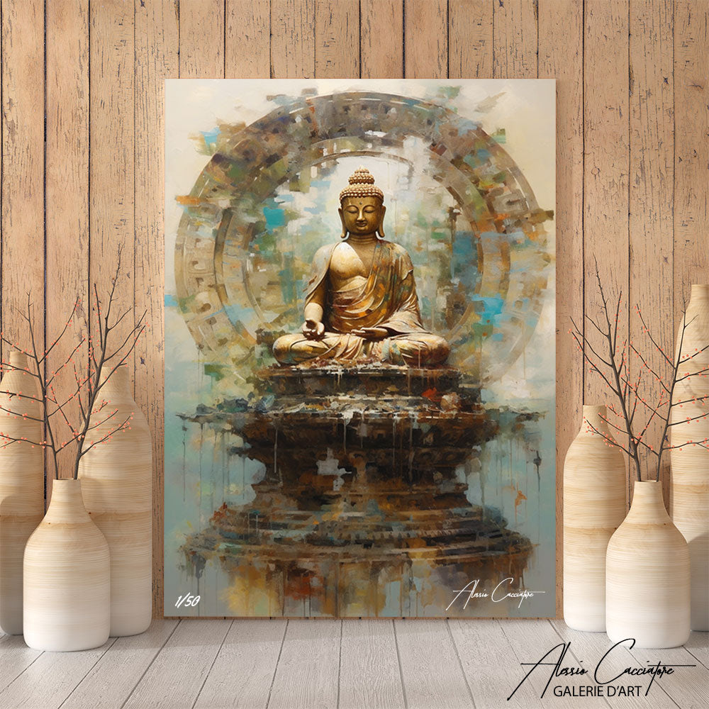 tableau bouddha lotus