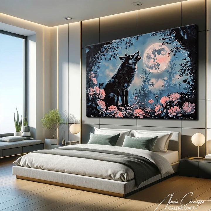 tableau loup abstrait