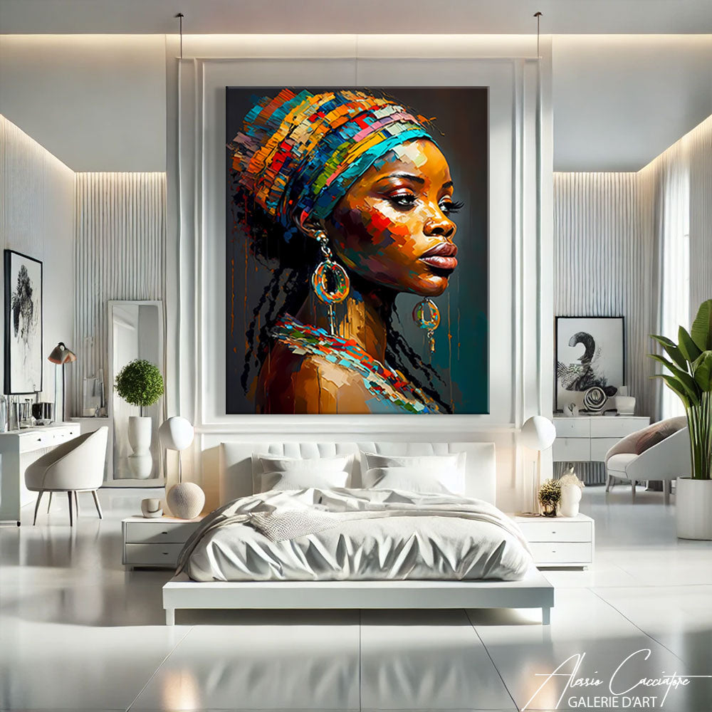 tableau femme africaine coloré