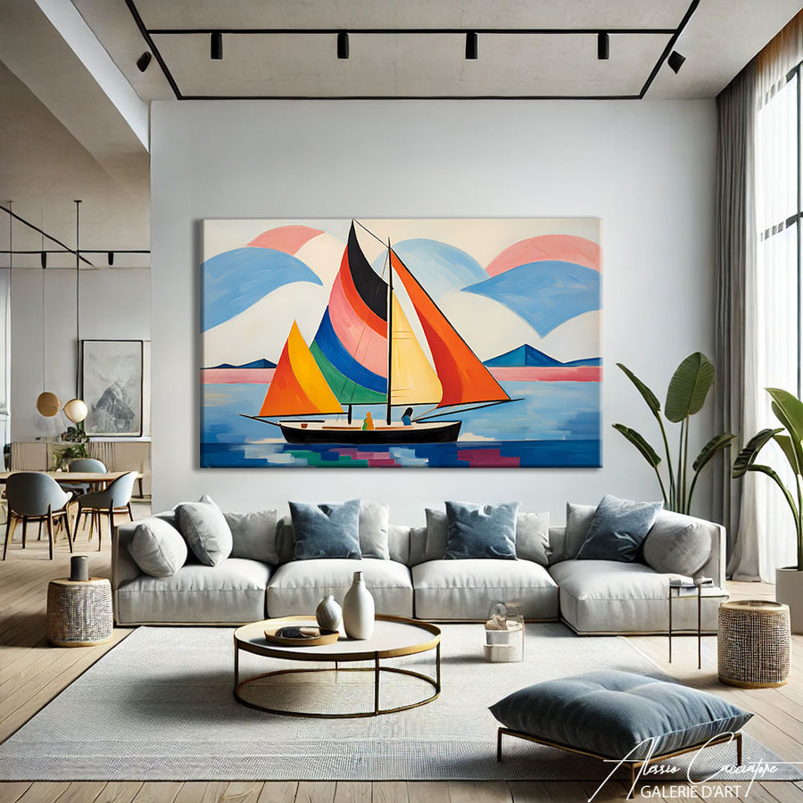 Tableau Peinture Bateau Moderne – mise en situation
