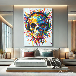 Tableau Tete De Mort Coloré