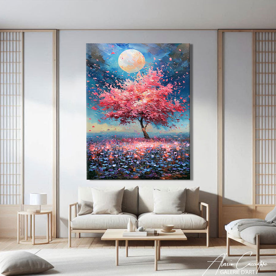 Tableau Japonais Cerisier Bleu – mise en situation