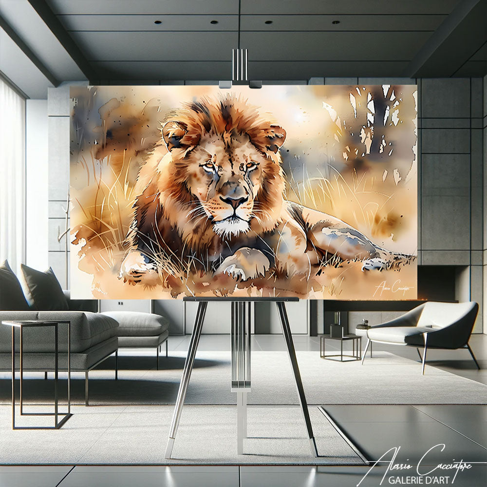 tableau lion peinture