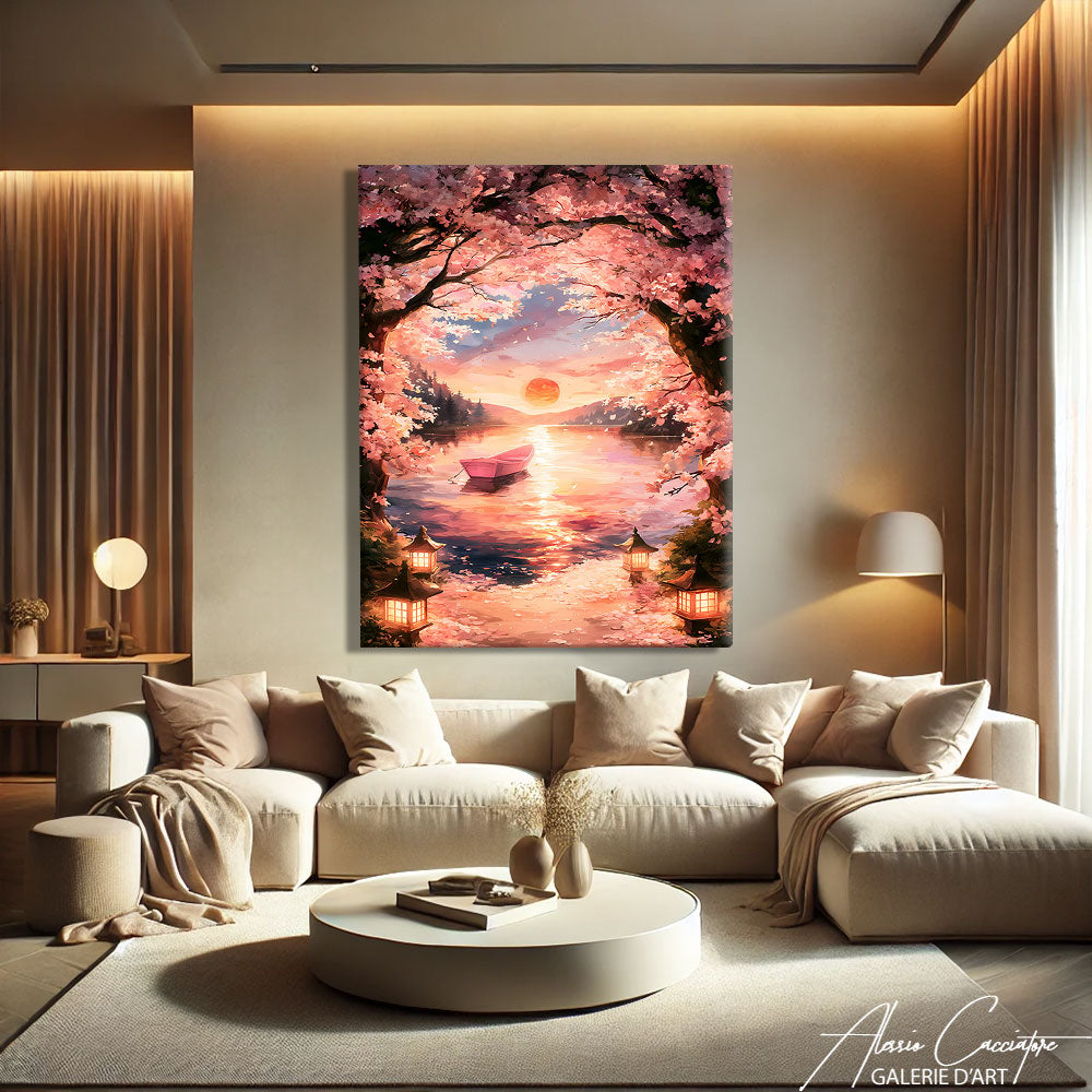 TABLEAU PAYSAGE CERISIER JAPONAIS