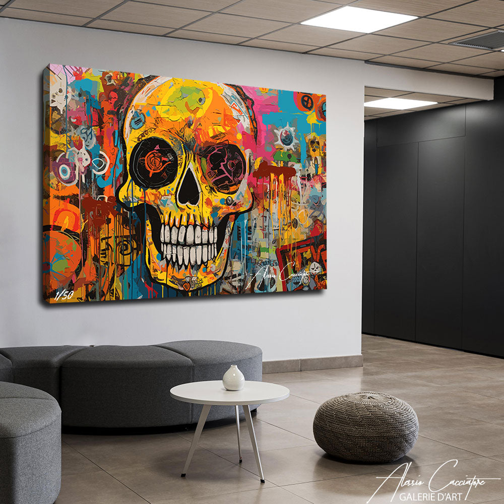 tableau tête de mort moderne