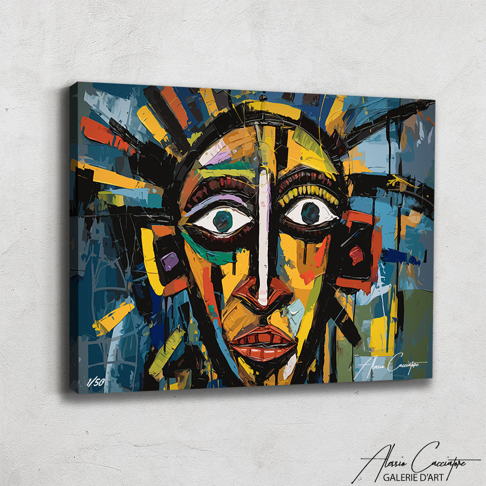 tableau abstrait bleu canard