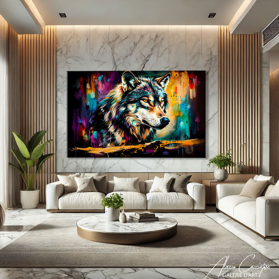 Tableau Loup Couleur – mise en situation