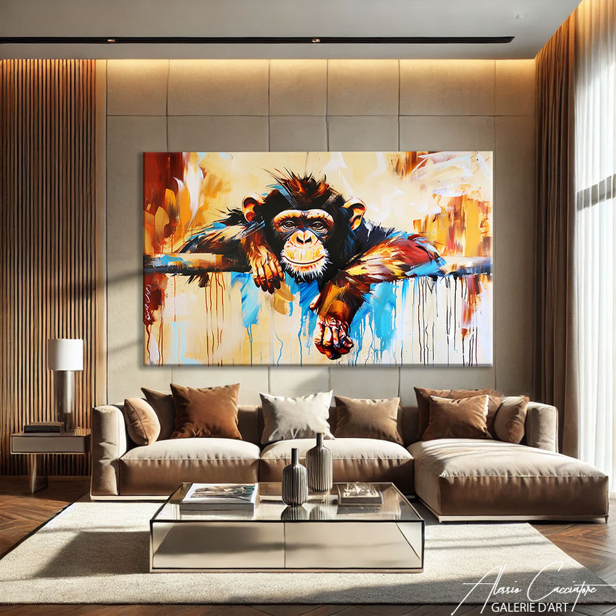 tableau déco singe  – mise en situation