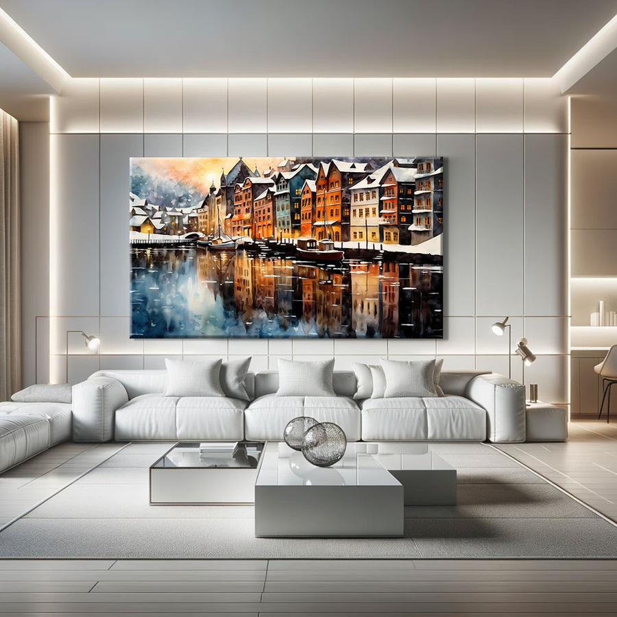 Tableau Paysage Scandinave – mise en situation