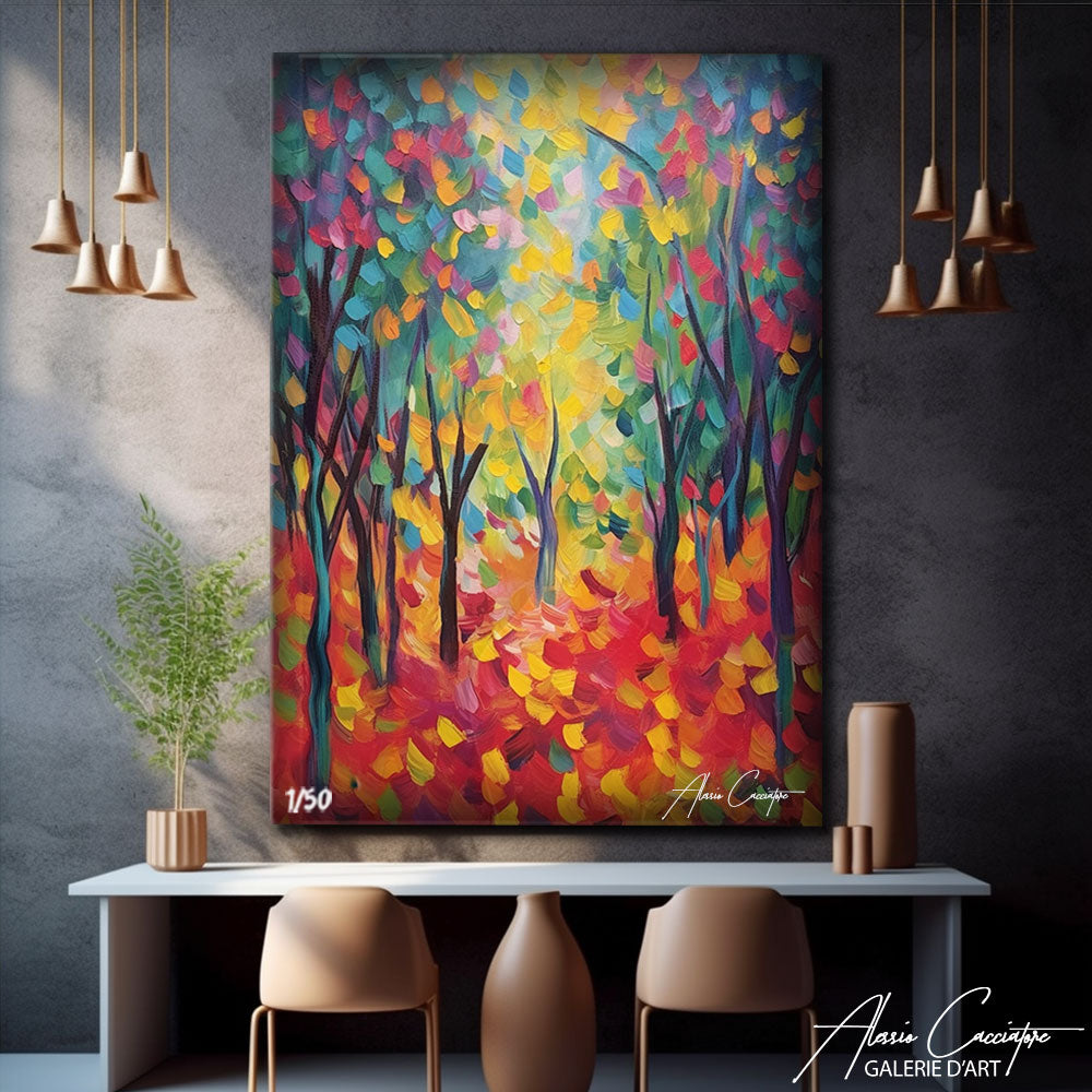 tableau abstrait fleurs