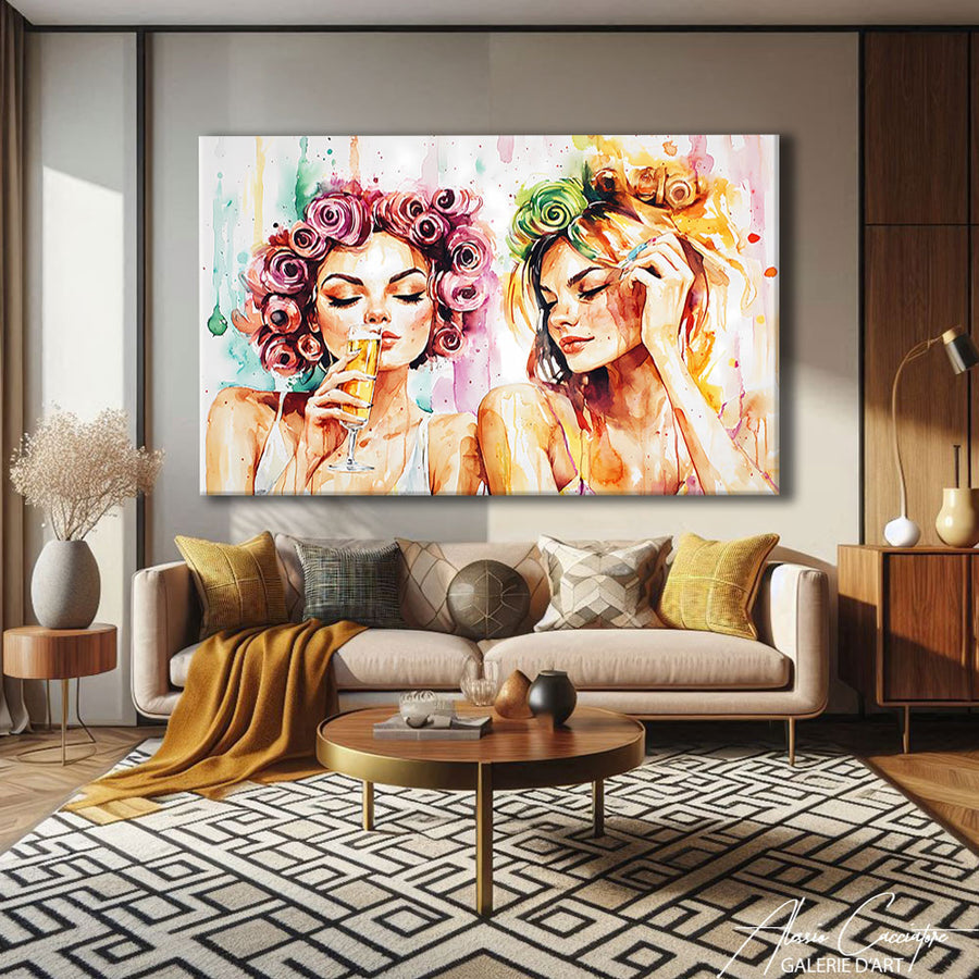 Tableau Aquarelle Abstrait – mise en situation