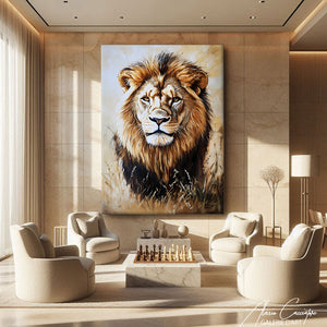 TABLEAU LION SAVANE