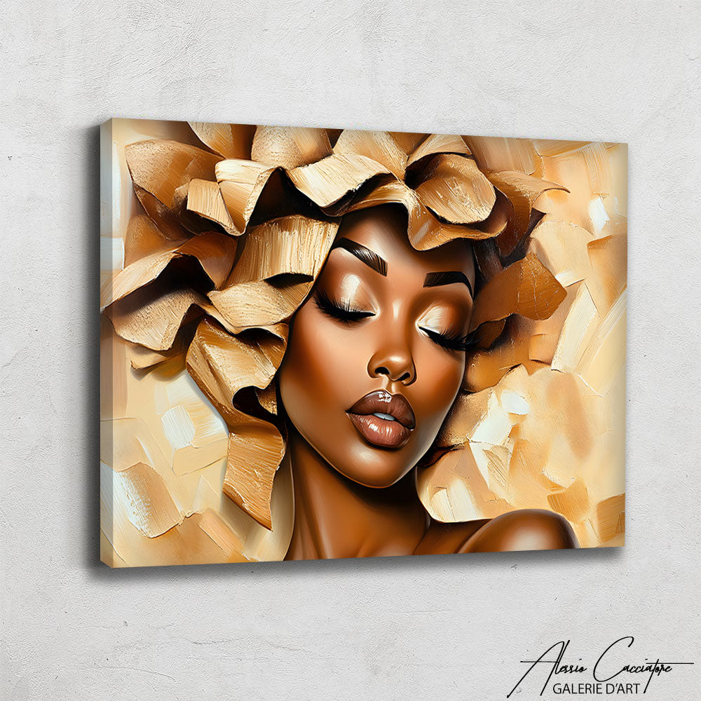 Tableau Femme Noir et Or