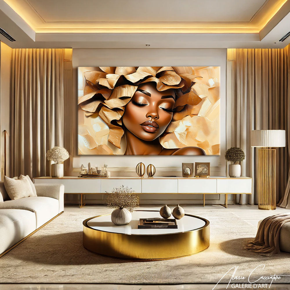 Tableau Femme Noir et Or