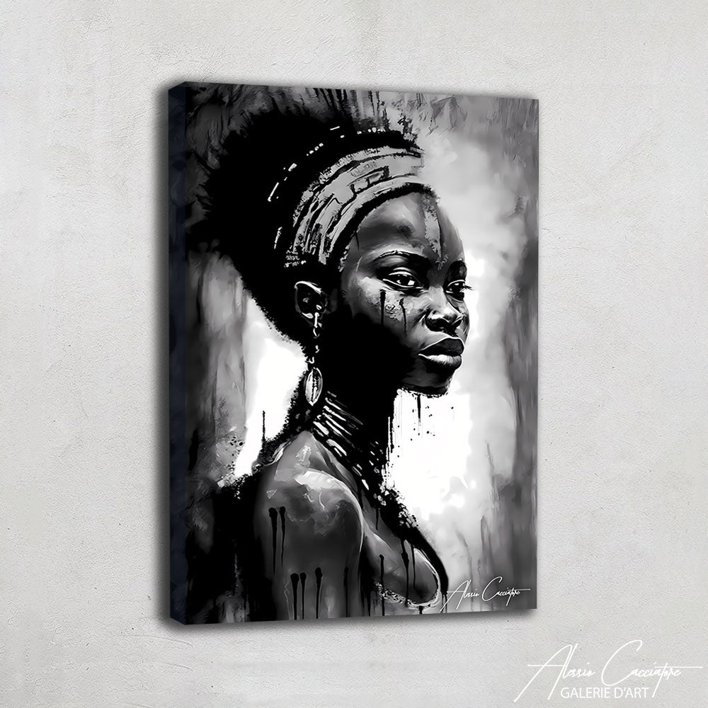 tableau africain noir et blanc