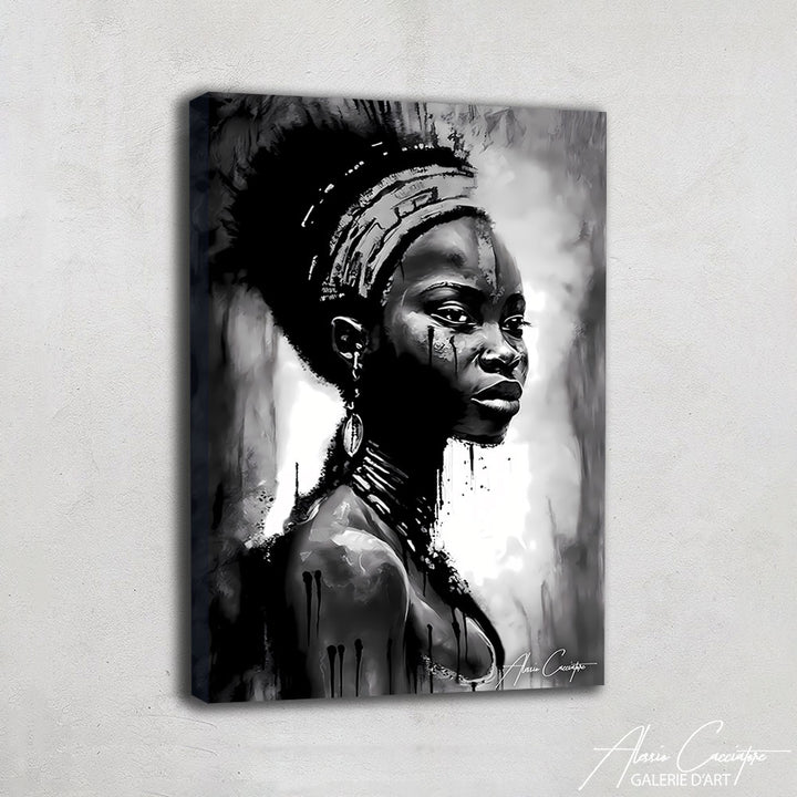 tableau africain noir et blanc