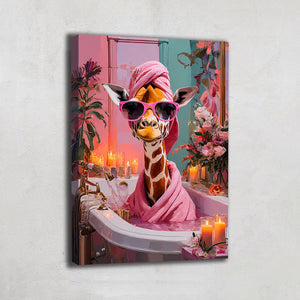 Tableau salle de bain girafe