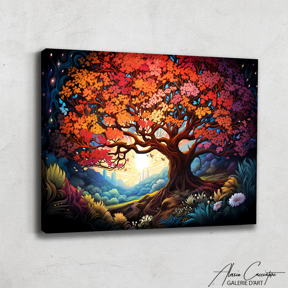 tableau arbre de vie rouge