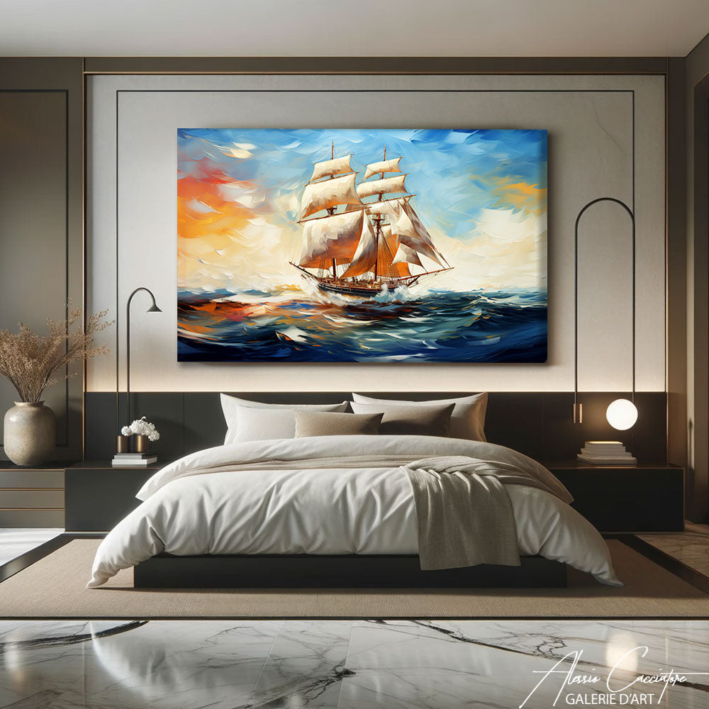 tableau bateau abstrait