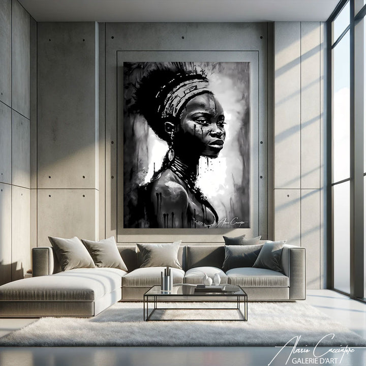 tableau africaine noir et blanc