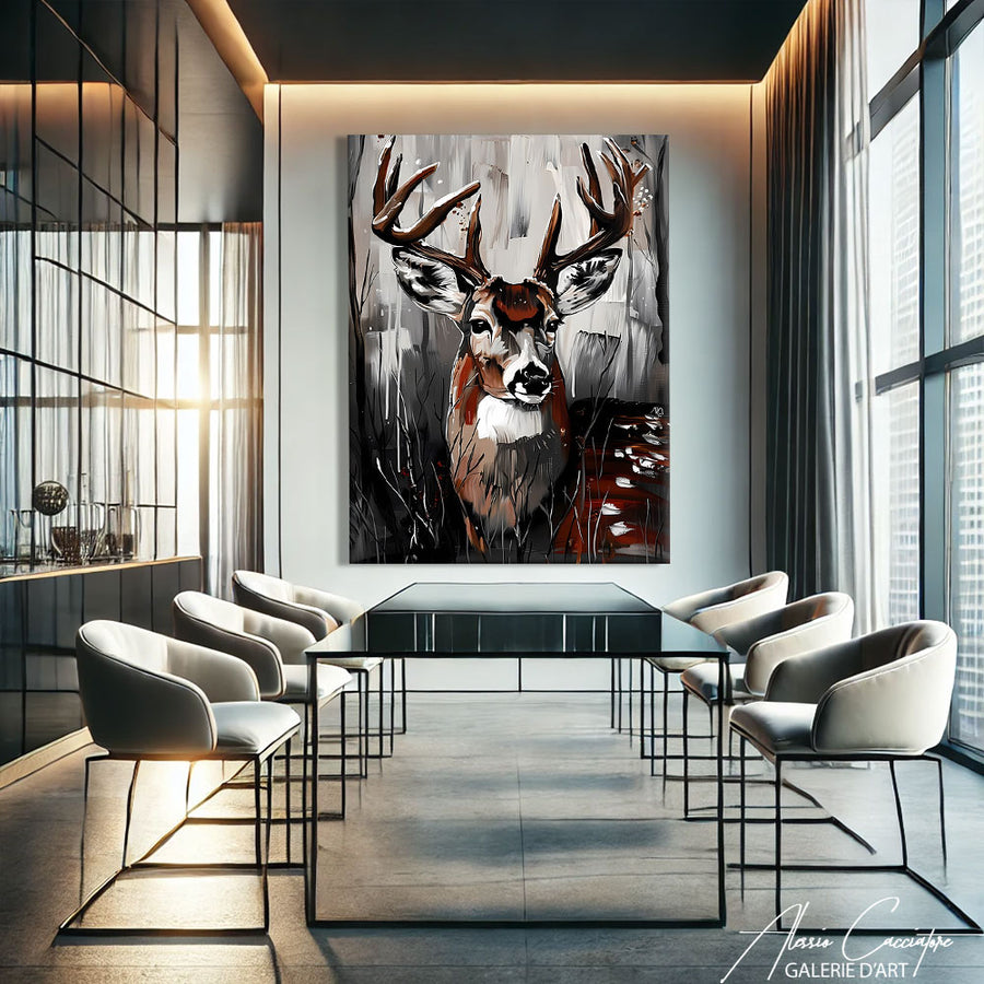 toile murale cerf  – mise en situation