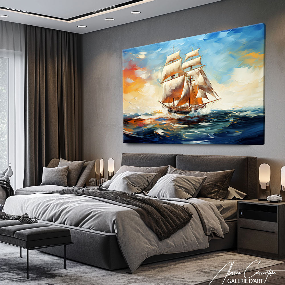 tableau abstrait bateau