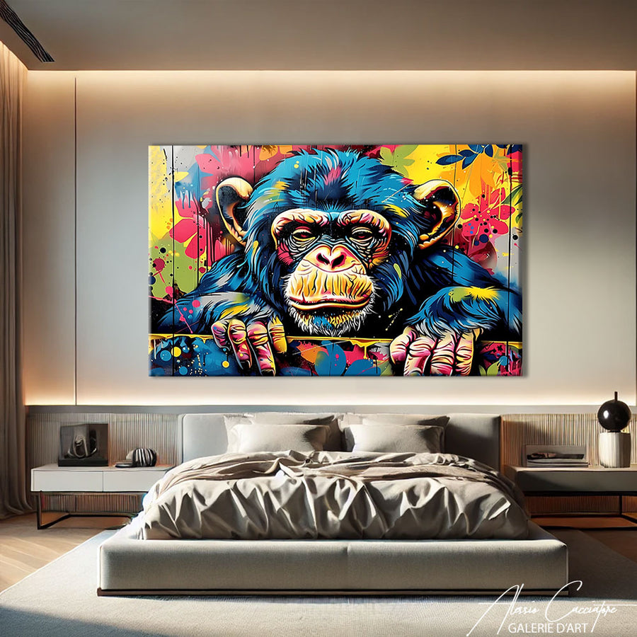 Tableau Singe Multicolore – mise en situation