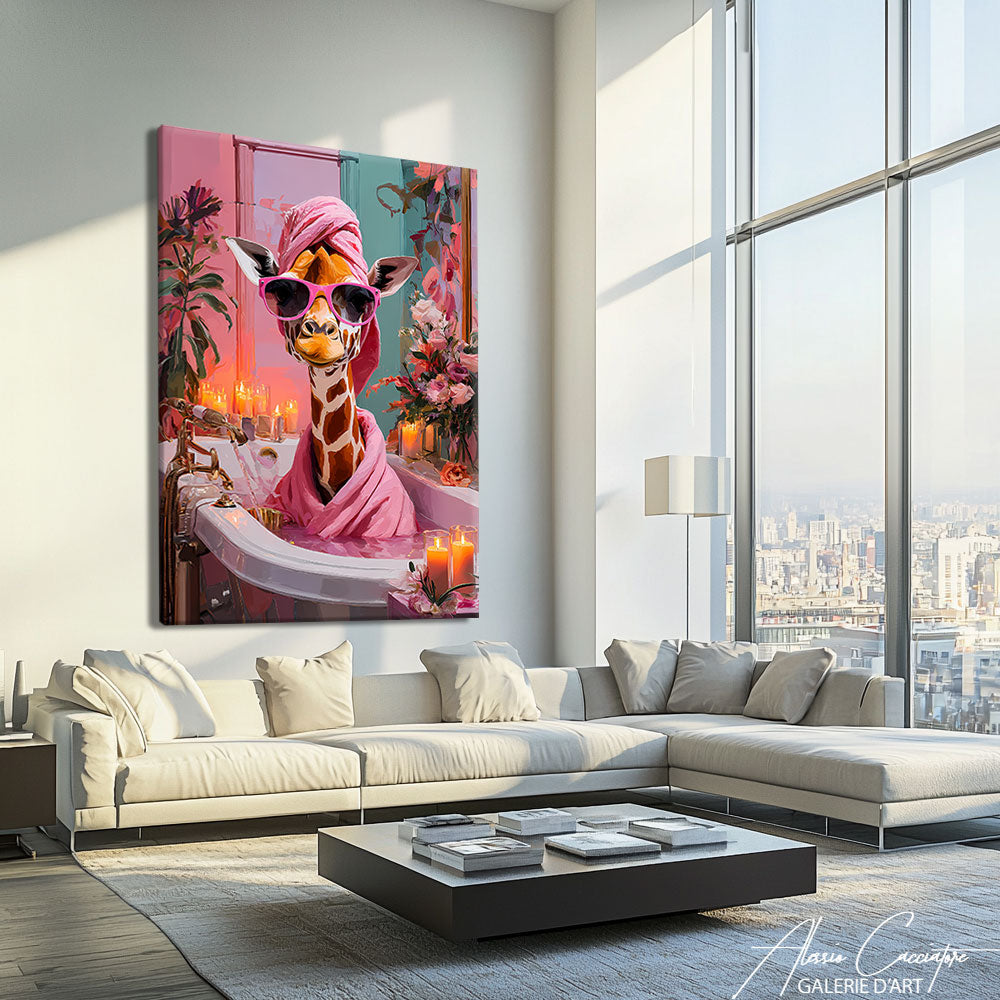 Tableau salle de bain girafe