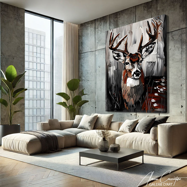 tableau cerf moderne