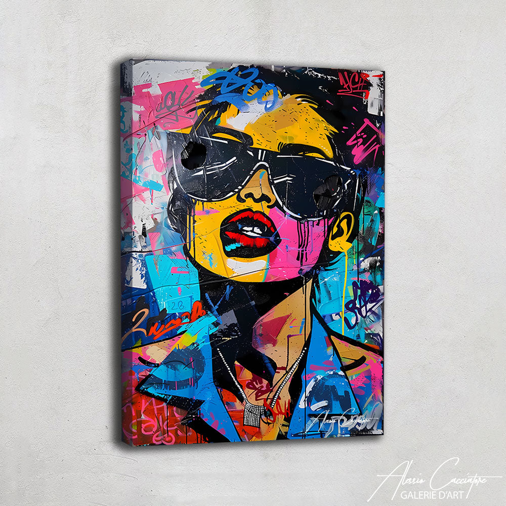 Tableau Street Art Visage Femme