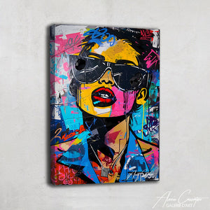Tableau Street Art Visage Femme