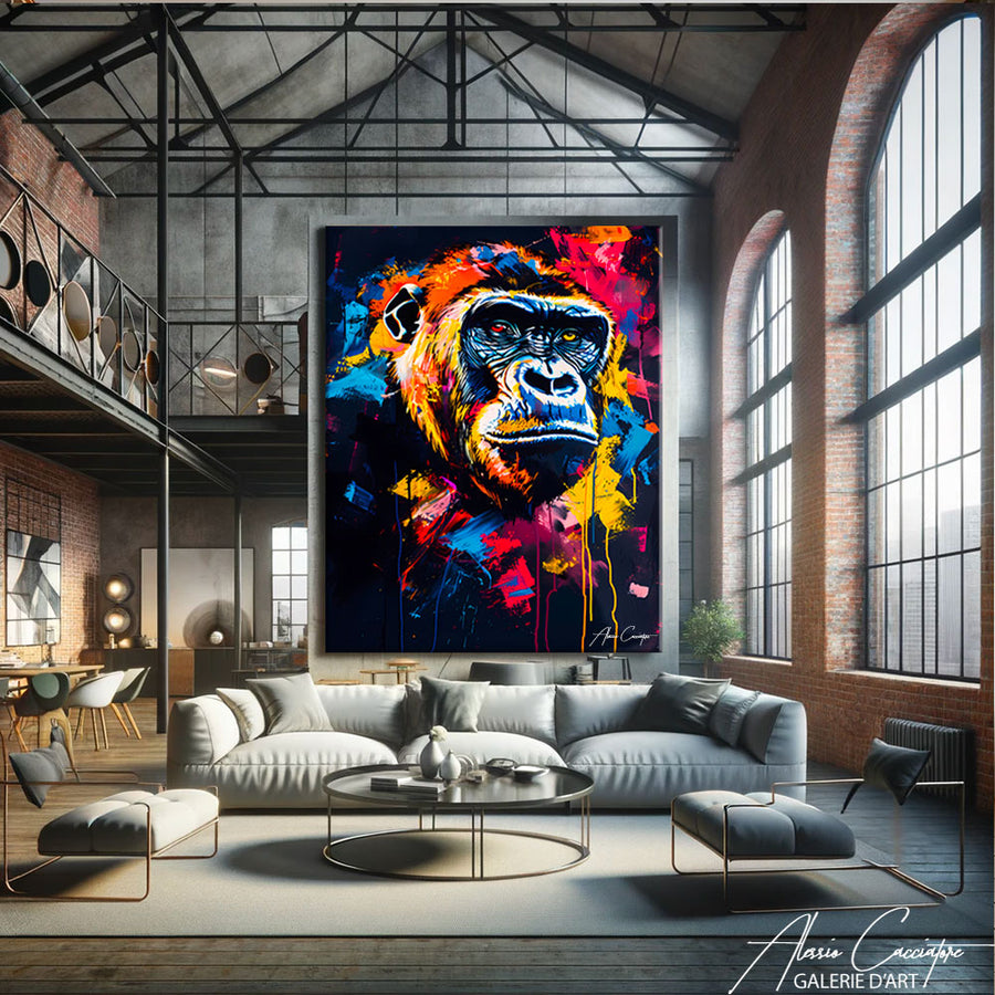 tableau toile gorille – mise en situation