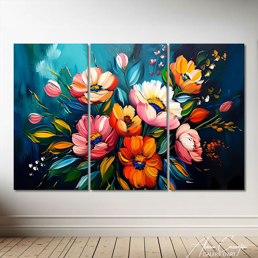Tableau Triptyque Fleurs
 – mise en situation