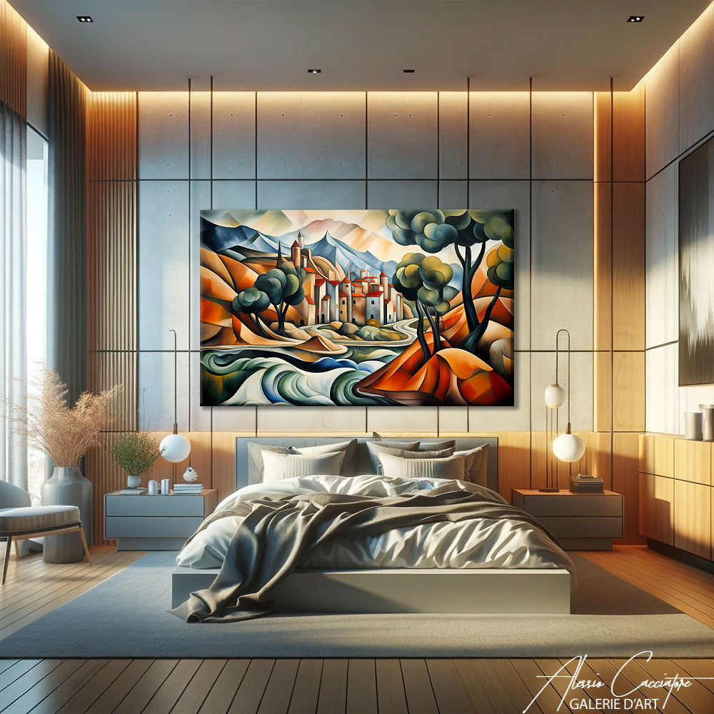 tableau cubisme colore