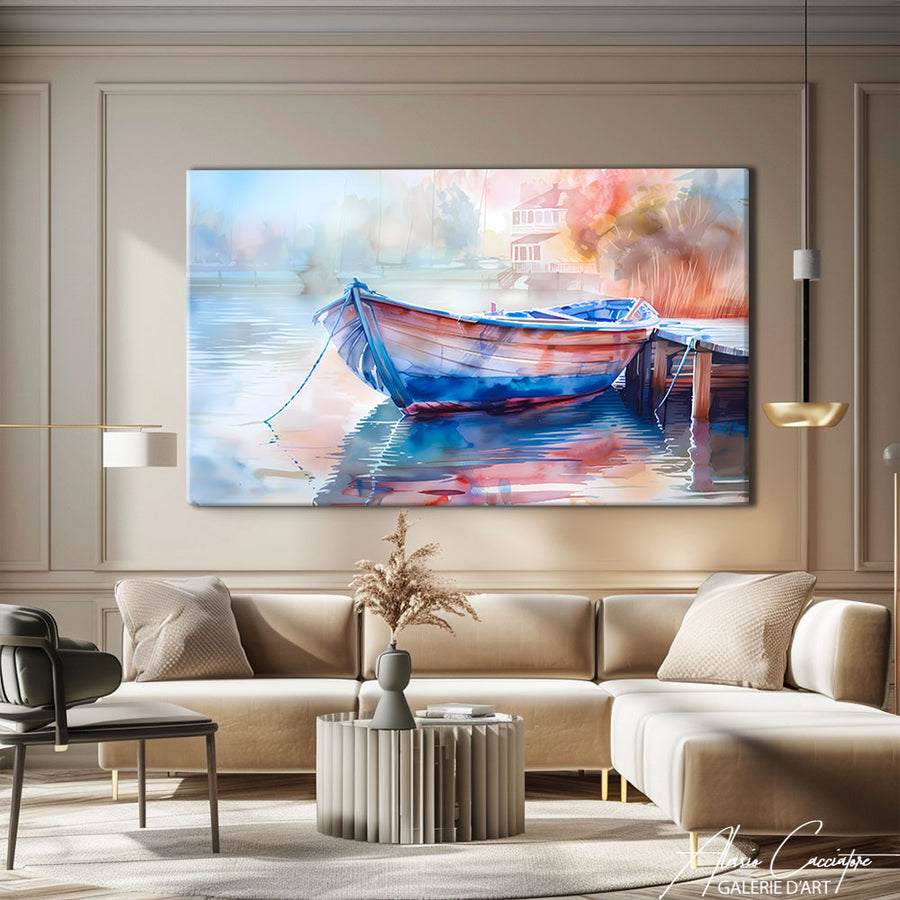 Tableau Barque sur l'Eau – mise en situation