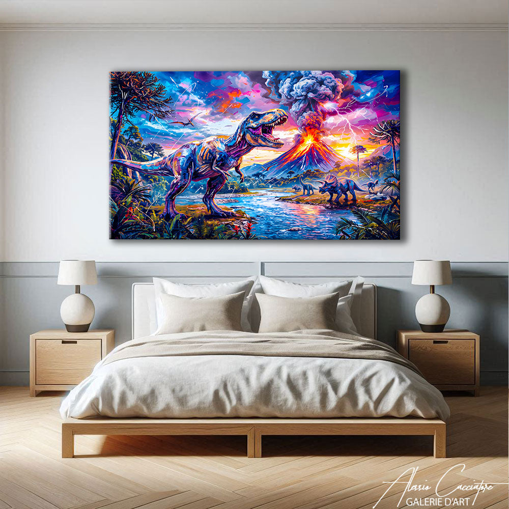 Toile Dinosaure Bleu