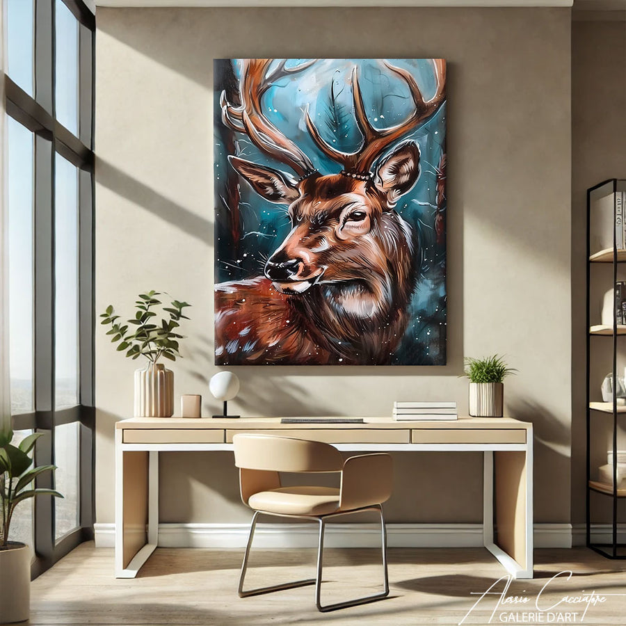 Tableau Toile Cerf
 – mise en situation