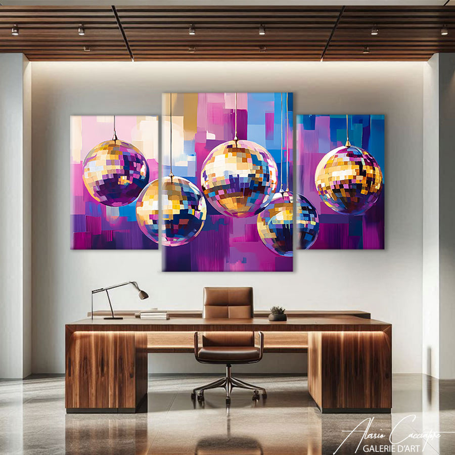TABLEAU TRIPTYQUE DISCO – mise en situation
