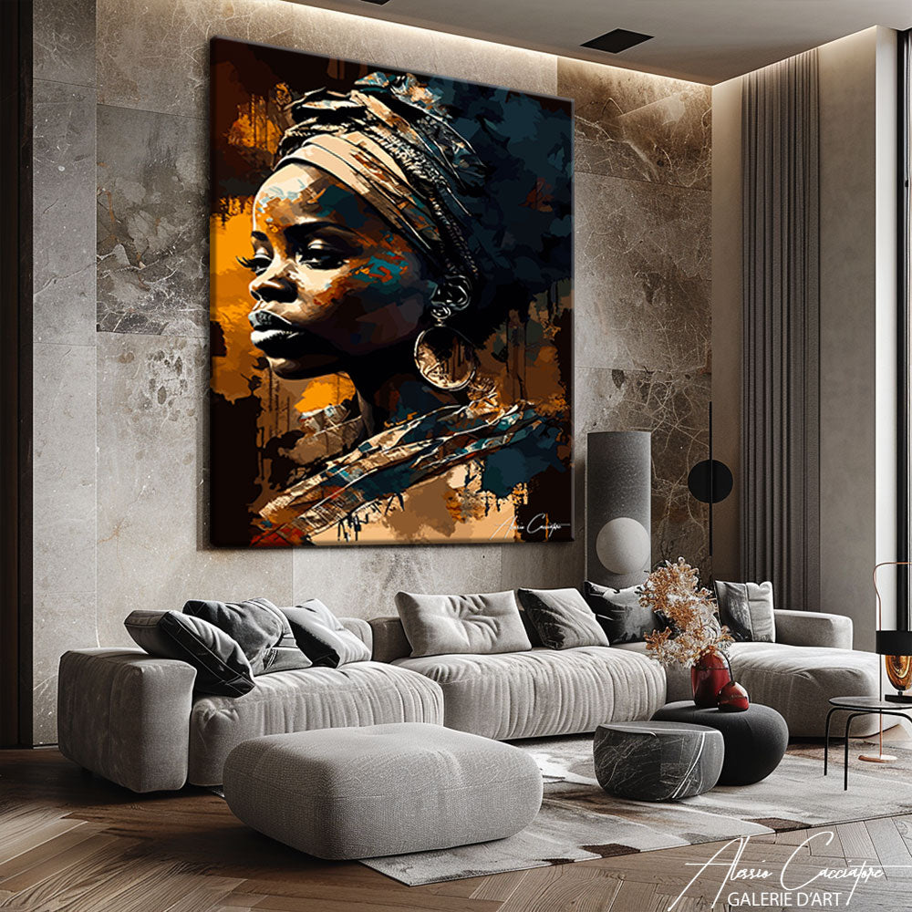 tableau femme africaine peinture