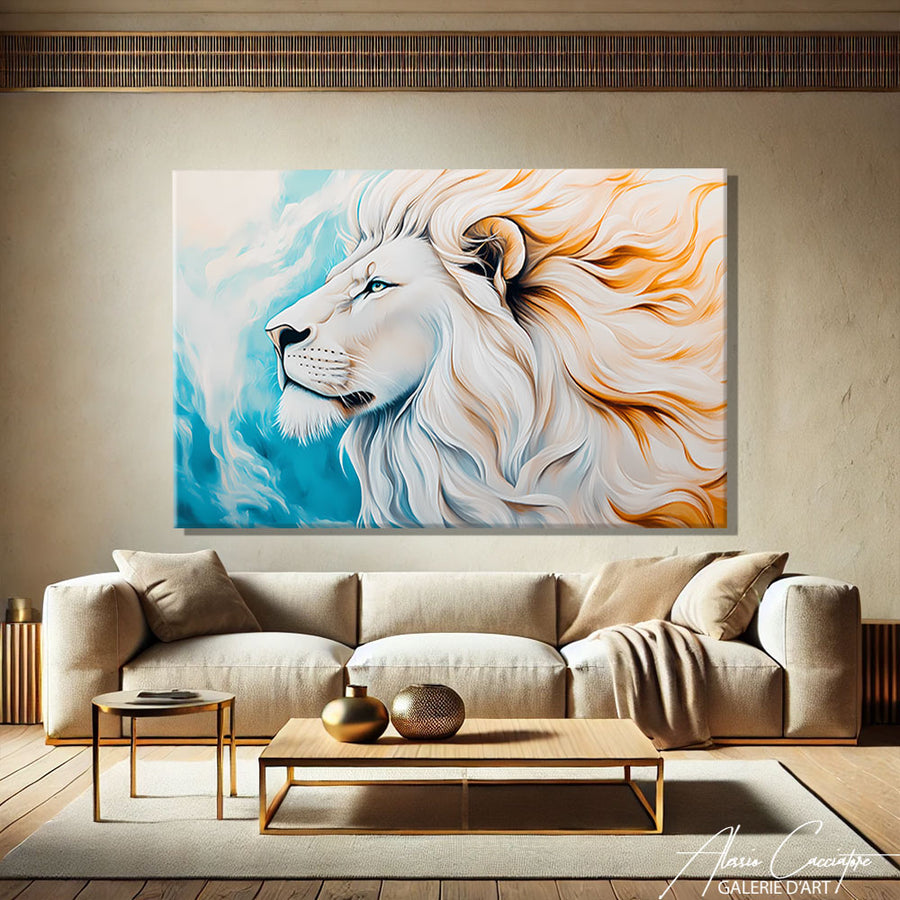 tableau lion moderne – mise en situation