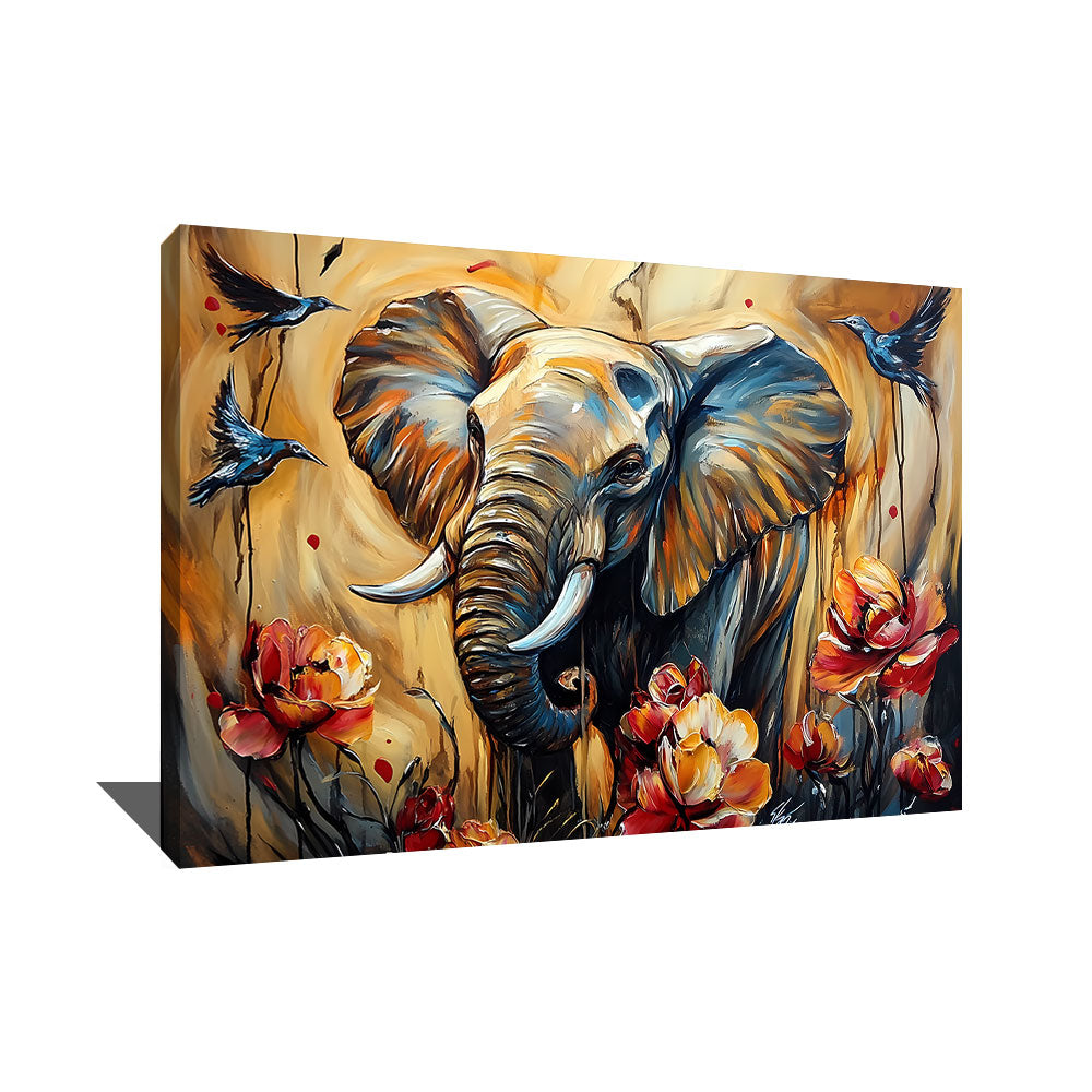 TABLEAU ÉLÉPHANT FLORAL